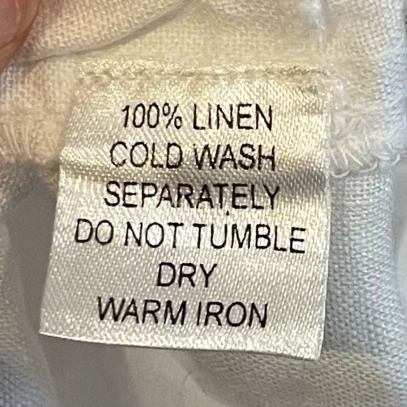 SAMSON Dress Women’s M White Linen Ruffled Neck dress Pockets - Picture 4 of 11